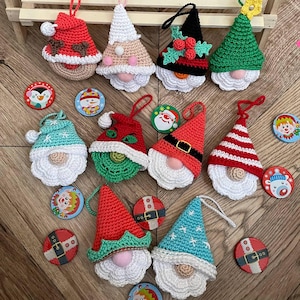 10 in 1 Christmas gnomes crochet pattern Christmas ornaments for holiday decor and small unique Xmas gift Christmas garland PDF English